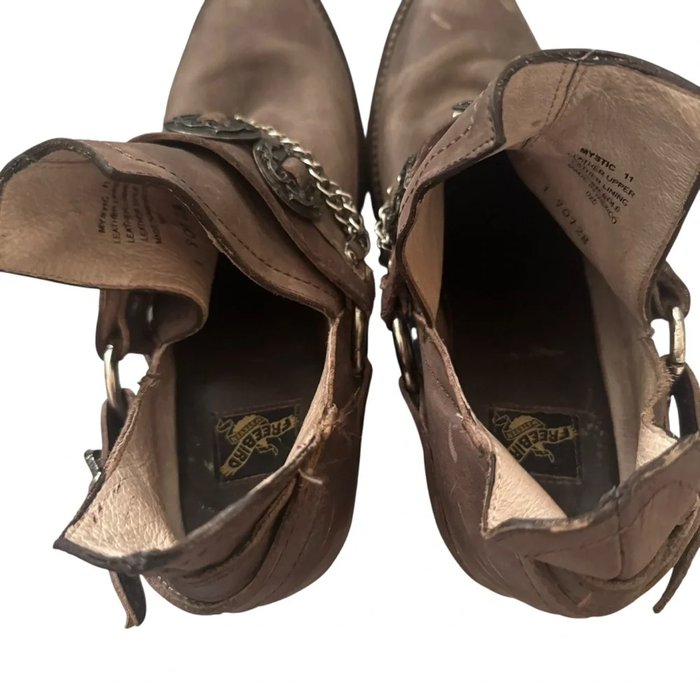 Freebird Mystic O Silver Ring Concho and Chain Western Handmade Leather Boots 11 - Picture 8 of 11